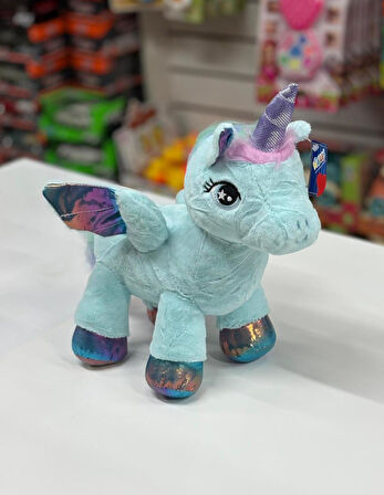 Oyuncak Peluş Kanatlı Unicorn Tek Boynuzlu At Mint Su Yeşili 30 CM