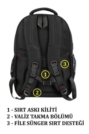 SEVİNÇ ÇANTA Unisex Siyah Su Geçirmez Günlük Cepli Sırt Çantası