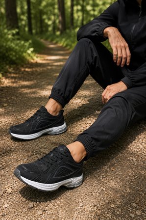 Kraken Erkek Günlük Spor Ayakkabı Rahat Tabanlı Sneaker - Siyah