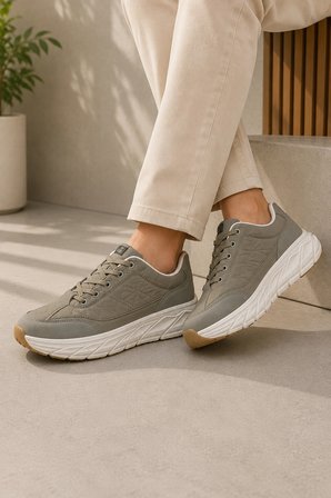 Quantum Erkek Günlük Spor Ayakkabı Rahat Tabanlı Bağcıklı Hafif Casual Sneaker - Haki