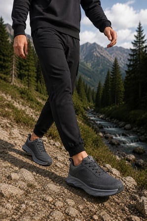 Kestrel Erkek Ortopedik Destekli Rahat Hafif Tabanlı Yürüyüş Sneaker Siyah-Füme