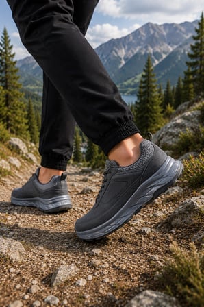 Kestrel Erkek Ortopedik Destekli Rahat Hafif Tabanlı Yürüyüş Sneaker Siyah-Füme