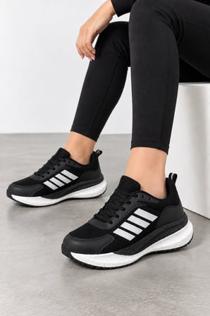 Void Kadın Bağcıklı Günlük Sneaker Spor Ayakkabı - Siyah