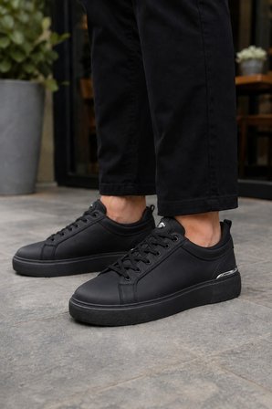 Lynx Erkek Günlük Sneaker Bağcıklı Rahat Tabanlı Şık Casual Spor Ayakkabı - Siyah