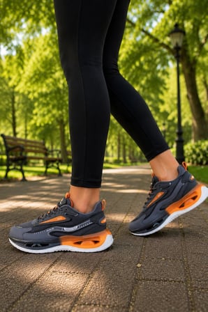 Aegis Kadın Air Taban Spor Ayakkabı – Günlük Rahat Koşu ve Yürüyüş Sneaker Füme-Turuncu