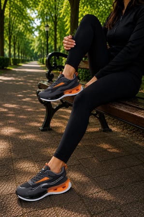 Aegis Kadın Air Taban Spor Ayakkabı – Günlük Rahat Koşu ve Yürüyüş Sneaker Füme-Turuncu
