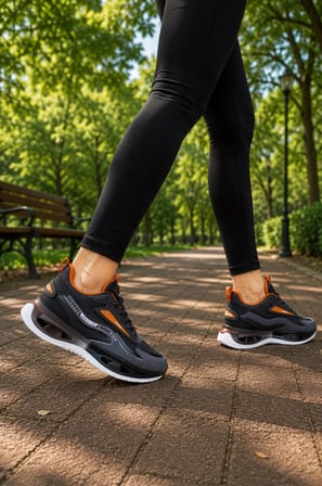 Aegis Kadın Air Taban Spor Ayakkabı – Günlük Rahat Koşu ve Yürüyüş Sneaker Füme-Turuncu