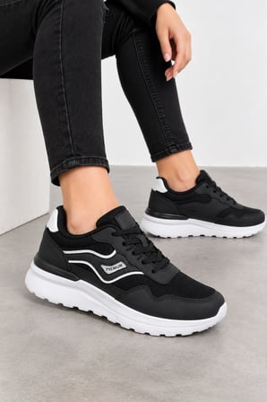 Glyph Kadın Günlük Sneaker Spor Ayakkabı Siyah-Beyaz