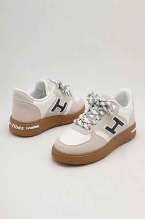 Dash Çocuk Günlük Spor Ayakkabı Bağcıklı Rahat Tabanlı Şık Sneaker - Beyaz