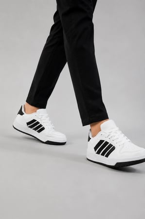 Porto Erkek Casual Spor Ayakkabı Rahat Tabanlı Günlük Kullanım Sneaker Beyaz-Siyah