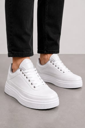Patara Erkek Bağcıklı Günlük Sneaker Spor Ayakkabı - Beyaz
