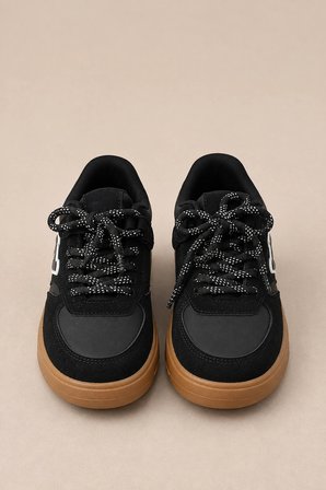Dash Çocuk Günlük Spor Ayakkabı Bağcıklı Rahat Tabanlı Şık Sneaker - Siyah