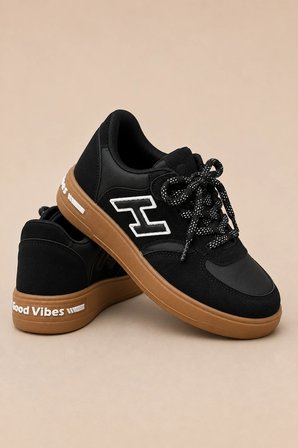 Dash Çocuk Günlük Spor Ayakkabı Bağcıklı Rahat Tabanlı Şık Sneaker - Siyah