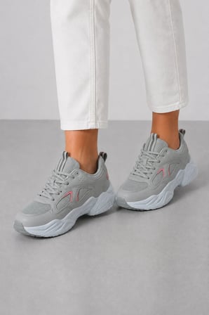 Cooper Kadın Günlük Hafif ve Rahat Spor Ayakkabı – Yumuşak Taban Sneaker - Gri