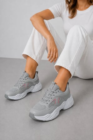 Cooper Kadın Günlük Hafif ve Rahat Spor Ayakkabı – Yumuşak Taban Sneaker - Gri