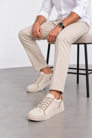 Astrum Erkek Bağcıklı Günlük Sneaker Spor Ayakkabı - Bej