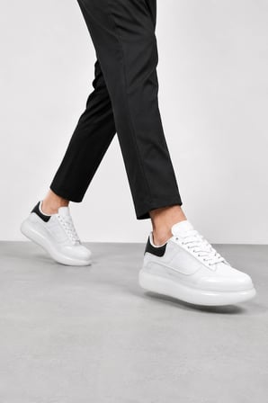 Palermo Erkek Kalın Taban Sneaker – Modern Günlük Spor Ayakkabı - Beyaz