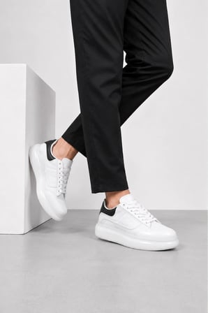 Palermo Erkek Kalın Taban Sneaker – Modern Günlük Spor Ayakkabı - Beyaz