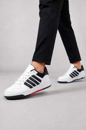 Porto Erkek Casual Spor Ayakkabı Rahat Tabanlı Günlük Kullanım Sneaker Beyaz-Lacivert