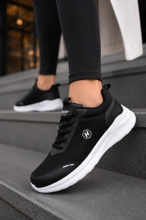 Nova Air Kadın Günlük Yürüyüş ve Spor Ayakkabı Hafif Sneaker - Siyah-Beyaz