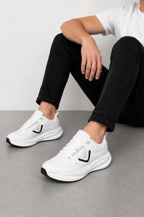 Chromat Erkek Hafif Köpük Taban Spor Ayakkabı – Rahat ve Konforlu Günlük Sneaker - Beyaz