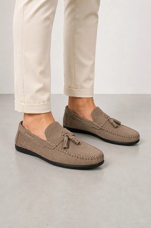 Benji Erkek İç Dış Hakiki Deri Loafer Ayakkabı - Kum Beji