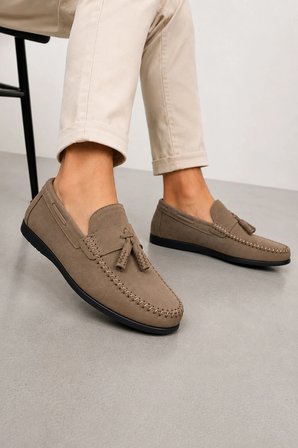 Benji Erkek İç Dış Hakiki Deri Loafer Ayakkabı - Kum Beji