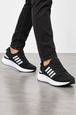 Aeris Erkek Bağcıklı Günlük Sneaker Spor Ayakkabı Siyah-Beyaz