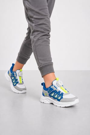 Ignis Çocuk Spor Ayakkabı – Mekanizmalı Bağcıksız Rahat Günlük Sneaker Beyaz-Sax