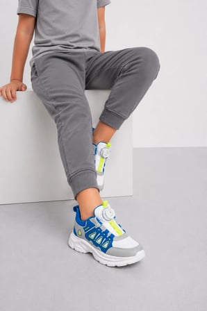 Ignis Çocuk Spor Ayakkabı – Mekanizmalı Bağcıksız Rahat Günlük Sneaker Beyaz-Sax