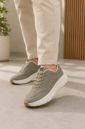 Quantum Erkek Günlük Spor Ayakkabı Rahat Tabanlı Bağcıklı Hafif Casual Sneaker - Haki