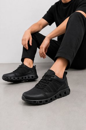 Zenith Erkek Siyah Günlük Spor Ayakkabı Sneaker – Hafif, Rahat ve Esnek Taban - Siyah