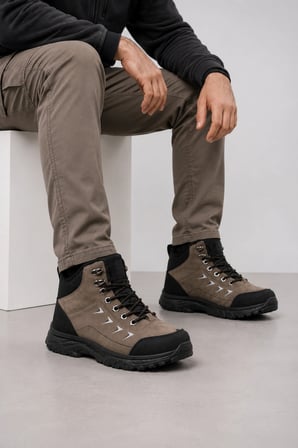 Biom Kışlık Unisex Yarım Bot İçi Yünlü Su Geçirmez Yarım Bot Siyah-Vizon