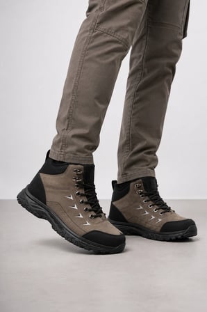 Biom Kışlık Unisex Yarım Bot İçi Yünlü Su Geçirmez Yarım Bot Siyah-Vizon