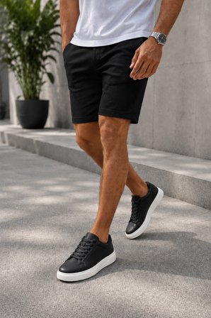 Laviathan Erkek Günlük Bağcıklı Spor Ayakkabı Sneaker Rahat ve Şık Tasarım Siyah-Beyaz