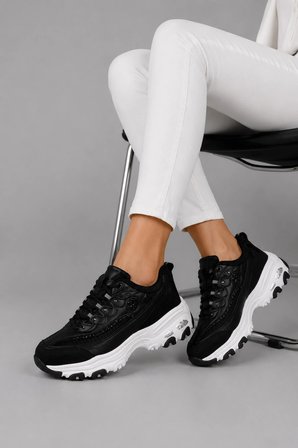 Paradox Kadın Günlük Rahat Bağcıklı Detaylı Sneaker Spor Ayakkabı - Siyah
