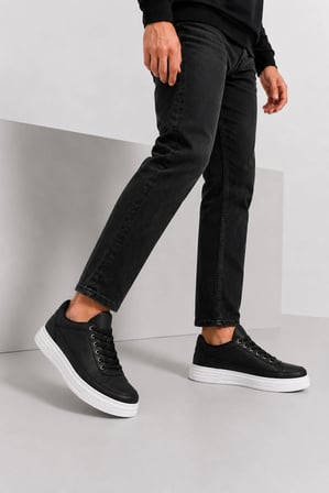 Patara Erkek Bağcıklı Günlük Sneaker Spor Ayakkabı Siyah-Beyaz