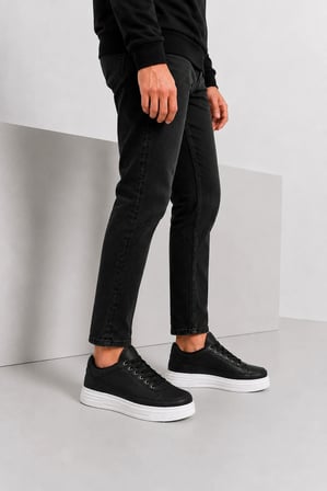 Patara Erkek Bağcıklı Günlük Sneaker Spor Ayakkabı Siyah-Beyaz
