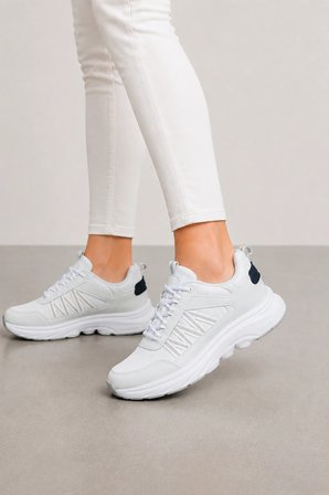 Otis Kadın Şerit Detaylı Spor Ayakkabı Hafif ve Rahat Günlük Sneaker - Beyaz