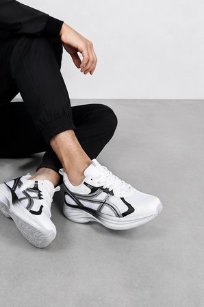 Titan Erkek Günlük Spor Ayakkabı – Rahat Tabanlı Hafif Sneaker Beyaz-Gümüş
