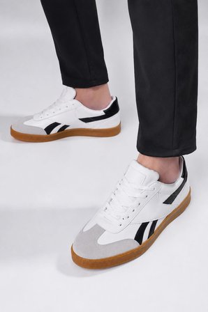 Jetta Erkek Casual Sneaker Kauçuk Taban - Beyaz-Siyah-Taba