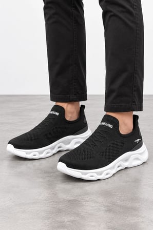 Bonita Erkek Bağcıksız Triko Günlük Sneaker Ayakkabı - Siyah