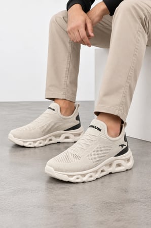 Bonita Erkek Bağcıksız Triko Günlük Sneaker Ayakkabı - Bej