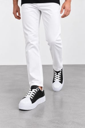 Astrum Erkek Bağcıklı Günlük Sneaker Spor Ayakkabı Siyah-Beyaz