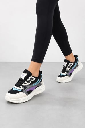 Siena Kadın Spor Ayakkabı Rahat Tabanlı Günlük Konforlu Kadın Sneaker Beyaz-Siyah