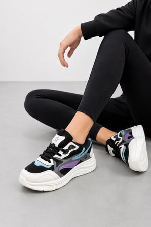 Siena Kadın Spor Ayakkabı Rahat Tabanlı Günlük Konforlu Kadın Sneaker Beyaz-Siyah