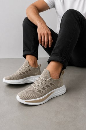 Lokima Erkek Günlük Spor Ayakkabı – Hafif Esnek Tabanlı Rahat Sneaker - Bej