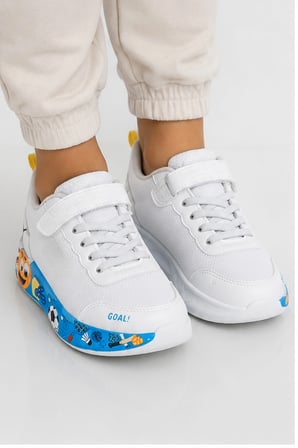 Velto Çocuk Desenli Taban Günlük Spor Ayakkabı – Rahat ve Sportif Sneaker - Beyaz