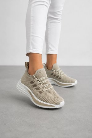 Loki Kadın Günlük Spor Ayakkabı – Hafif Esnek Tabanlı Rahat Sneaker - Bej
