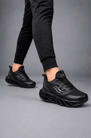 Lyon Erkek Sneaker Spor Ayakkabı – Memory Foam İç Tabanlı Günlük Ayakkabı - Siyah